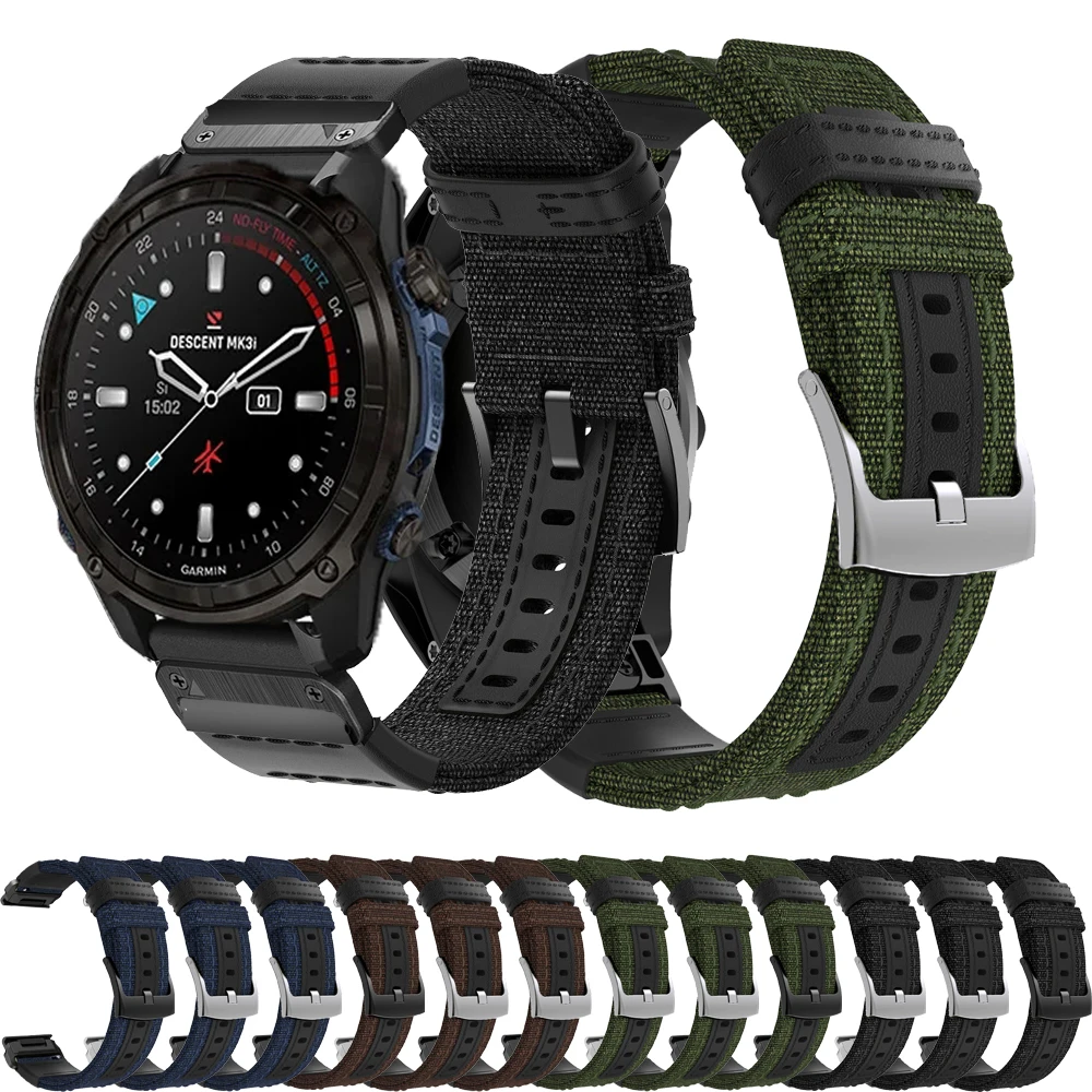 

22 26MM Outdoor Canvas WatchBand Strap For Garmin Fenix 7 7X 6X 6 Pro 5 5X Plus Epix Enduro2 WristStrap QuickFit Release Bracele