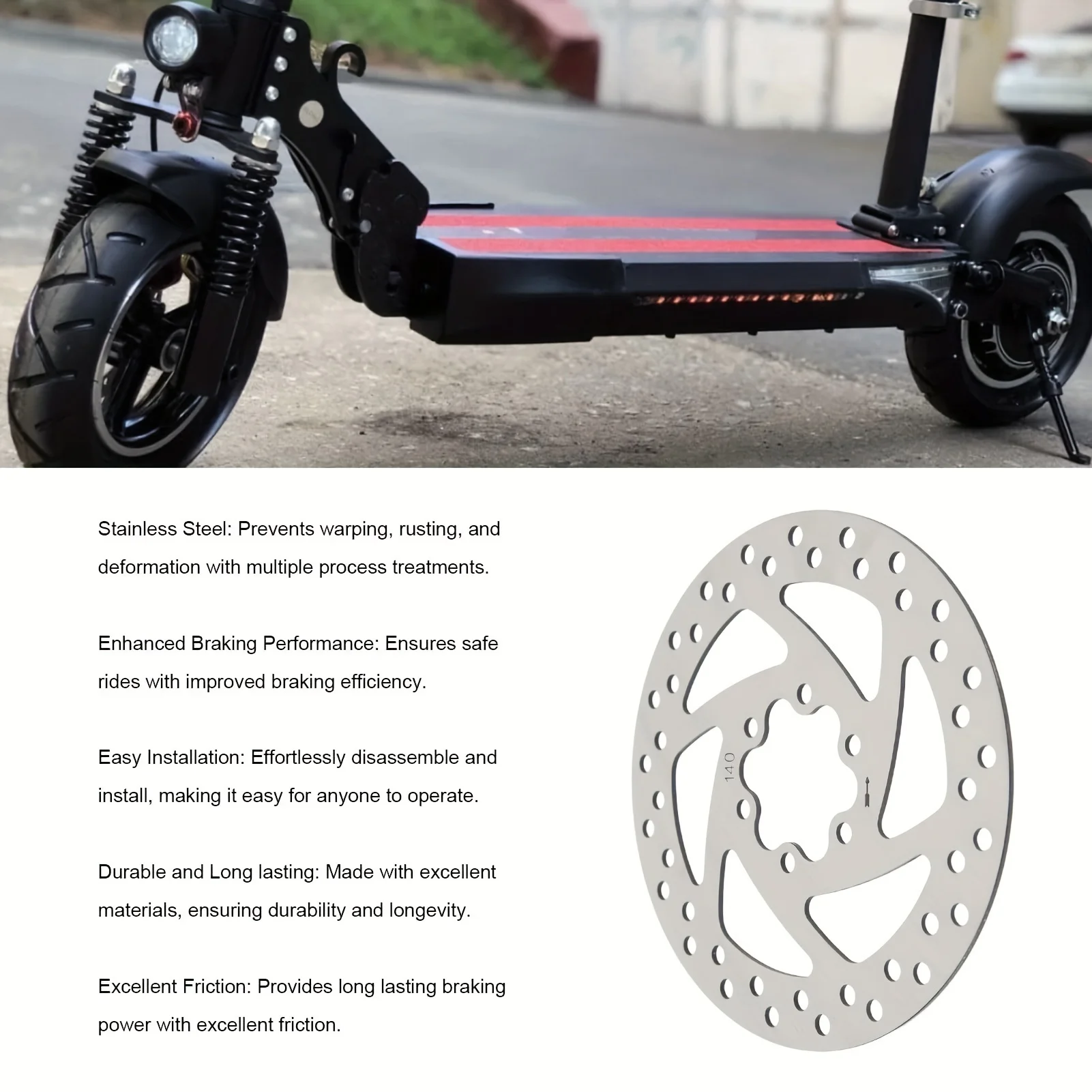 Electric Scooter Accessories 1 brake disc + 6 screws 140mm stainless steel disc brake Compatible With Ninebot F20 F30 F40 KUGOO M4 Speedway 4 10X