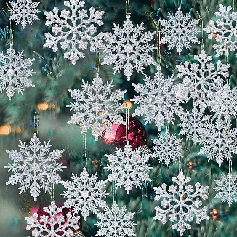 10pcs/lot Christmas Fake Snowflakes Xmas Tree Hanging Ornament