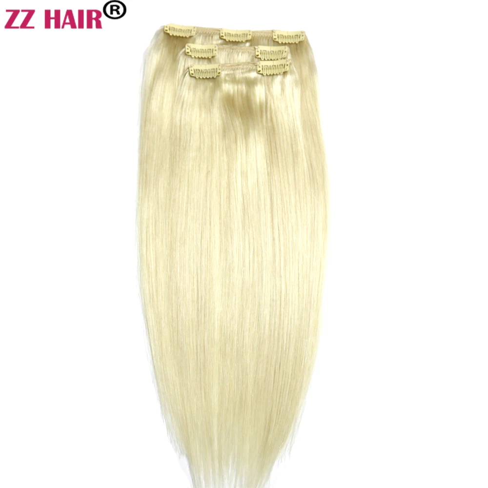 ZZHAIR 16"-28" Human Remy Hair Extensions Clips-in 60g-200g Three Pieces 3pcs Set 1x15cm 2x10cm Natural Straight