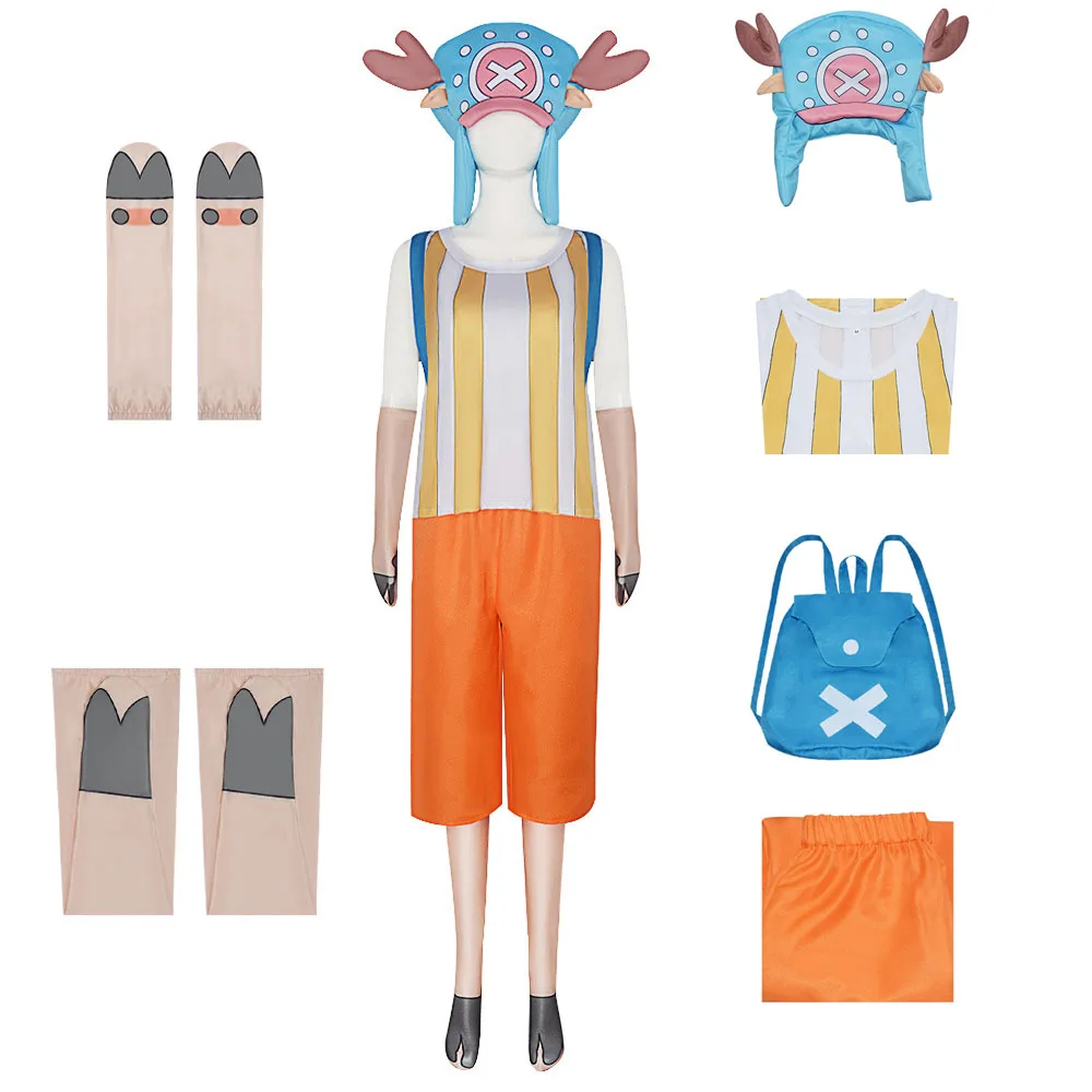 

Anime Pirate King Tony Tony Chopper Cosplay Costume Cartoon Tops Pants Backpack Hat Gloves Socks Full Set Chopper Role Play Suit