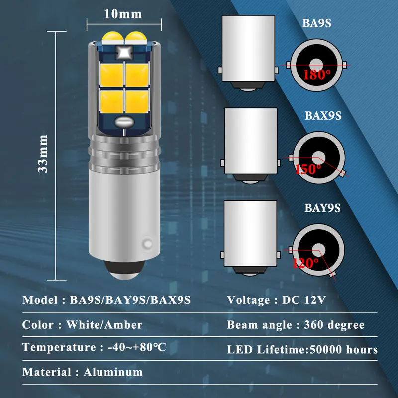 BAY9S-H21W T4W H6W BA9S BAX9S LED , 3030 10SMD ڵ ׸    ڵ   ȣ , 2 