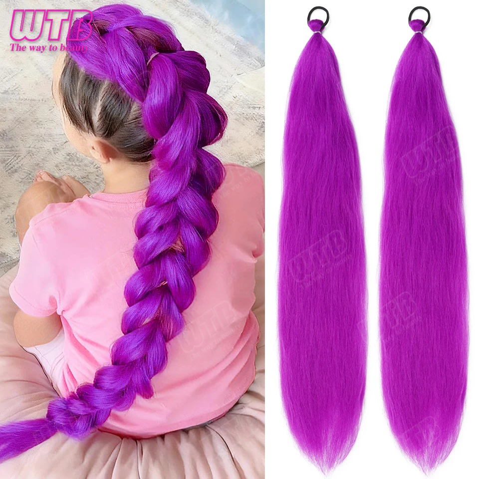 Purple Braided Ponytail Hair Extension - 26 Synthetic