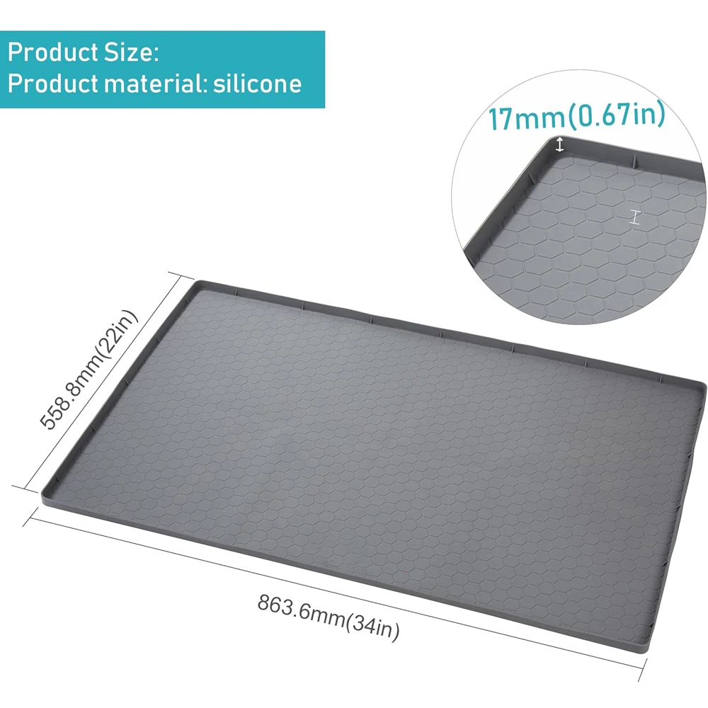 Under Sink Mats Waterproof Silicone Under Kitchen Sink Liner Mat Flexible Rubber Washable Shelf Mats Drawer for Bathroom