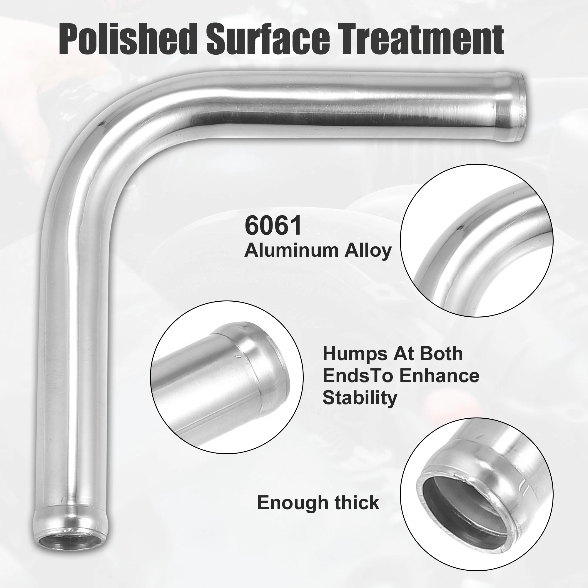 UXCELL OD 38mm 45mm 51mm 63mm 76mm Length 100mm Aluminum Alloy Intercooler Pipe 90 180 Degree Bend Elbow Air Intake Tube 4