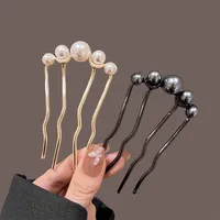 Korean U Shaped Pearl Hairpins Hair Clips for Women Elegant Style Metal Forks Vintage Pearl Hairpins Hair Styling Tools Gifts 3
