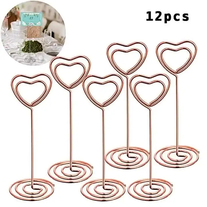 15 Soportes Para Números De Mesa, 22 Cm De Alto, En Forma De Corazón, Soporte Para Fotos De Alambre, Soporte Para Fotos De Notas, Soporte Para Fotos Para Centros De Mesa, Boda