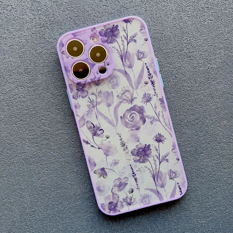 Aquarell-Blumen Handyhülle für iPhone 17 16 15 13 12 11 Pro Max Mini 14 Pro Max Plus X XR XS 16 Plus Stoßfeste Schutzhülle Fundas – Detail 3