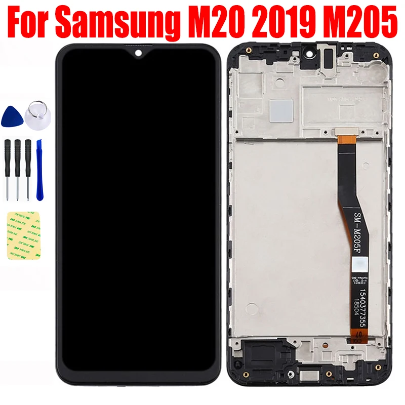 

Original LCD For SAMSUNG Galaxy M20 2019 SM-M205 M205F LCD Display Panel Matrix Module Touch Screen Digitizer Assembly Frame