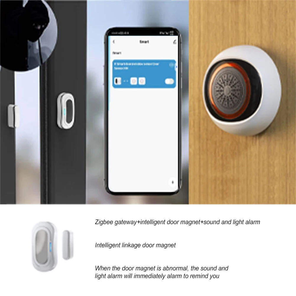Tuya Zigbee Smart Sound And Light Alarm100DB 2-in-1 Sensor Battery Usb Dual Power Smart Home Works With Smart Life Zigbee Hub