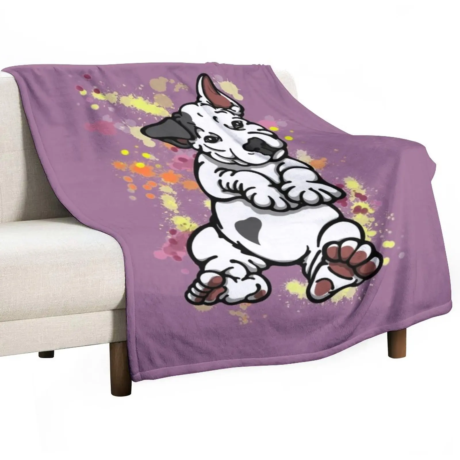 

Black Ear Bull Terrier Puppy Throw Blanket Tourist Blanket Picnic Blanket blankets and throws Sleeping Bag Blanket