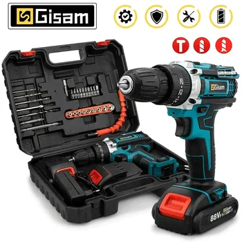 Gisam Cordless Impact Screwdriver – 25+3 Torque Settings, 2-Speed Electric Drill Power Tool. 1