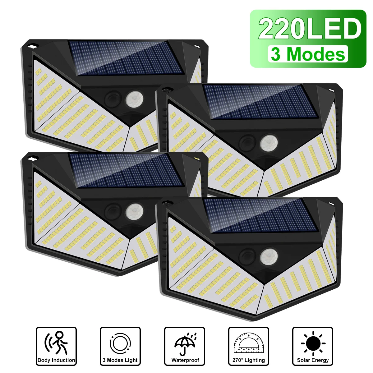 1-8Pack 220 LED Solar Garden Lights Outdoor Motion Sensor Waterproof Powered Lamp Street Light for Garage Patio Decor Yard | Освещение