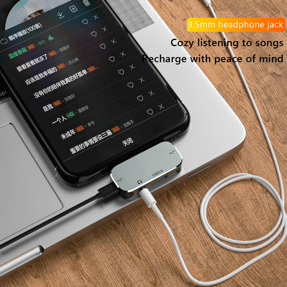 Type-C Extension Hub 3.55mm Jack PD100W USB3.0/USB2.0/USB3.1 HDMI-Compatible USB Extender PC Computer Laptop Splitter