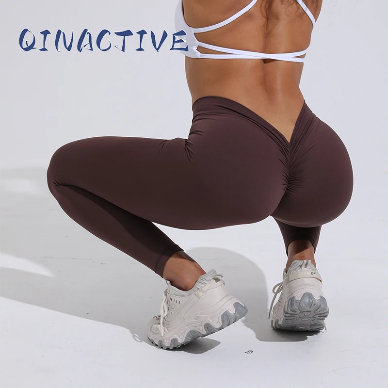 QINACTIVE V-Back Leggings Sports Yoga Pants Women Fitness Gym Tights High Waist Leggings Push Up 1