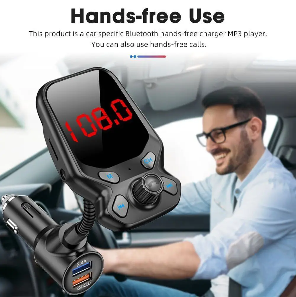 

2 в 1, автомобильный FM-передатчик QC3.0 2,4 А