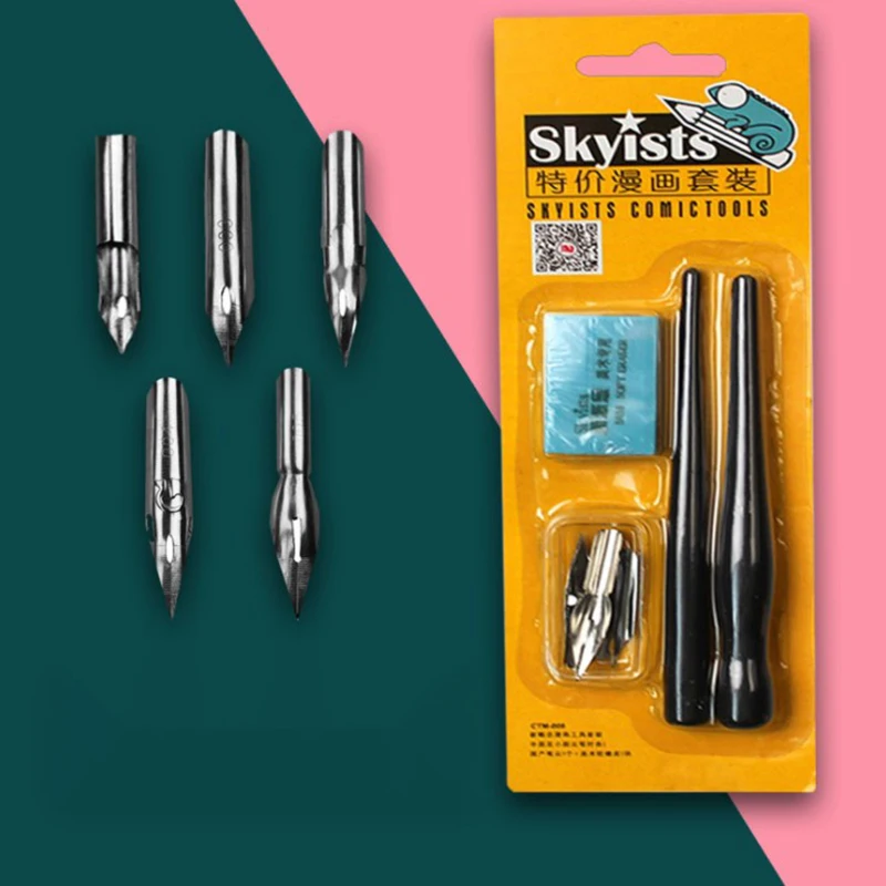 

1set Quality 5 Pen Nibs and 2pcs Handle For Artist Anime Comic Calligraphy Pen