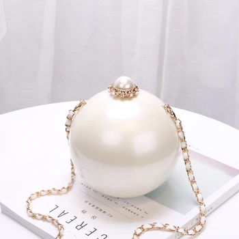 2025 Fashion Design Pearl Ball Borse da sera per feste Borse da donna Borsa a tracolla piccola con custodia rigida in acrilico sferico globale