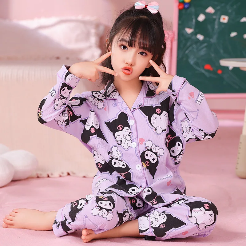 Conjuntos de pijamas Kuromi para niñas con estampado de dibujos