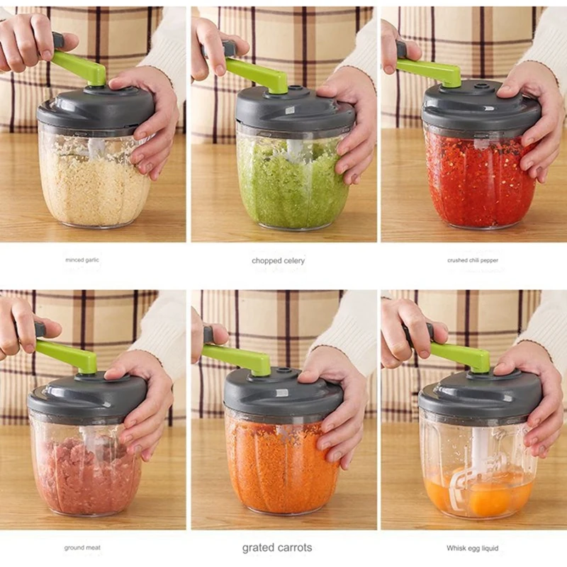 Hand Chopper, Manual Food Chopper, Hand Crank Onion Spinner, Food Chopper With Container, Rotary Onion Chopper