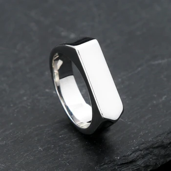 Anelli semplici in acciaio inossidabile 316L di moda per uomo donna Punk Hip Hop fascia quadrata piatta superiore anello con sigillo fascino regali gioielli per feste