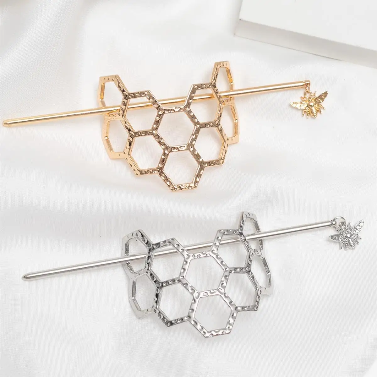 Fermaglio capelli ape e nido d ape in metallo per chignon_voghion.com