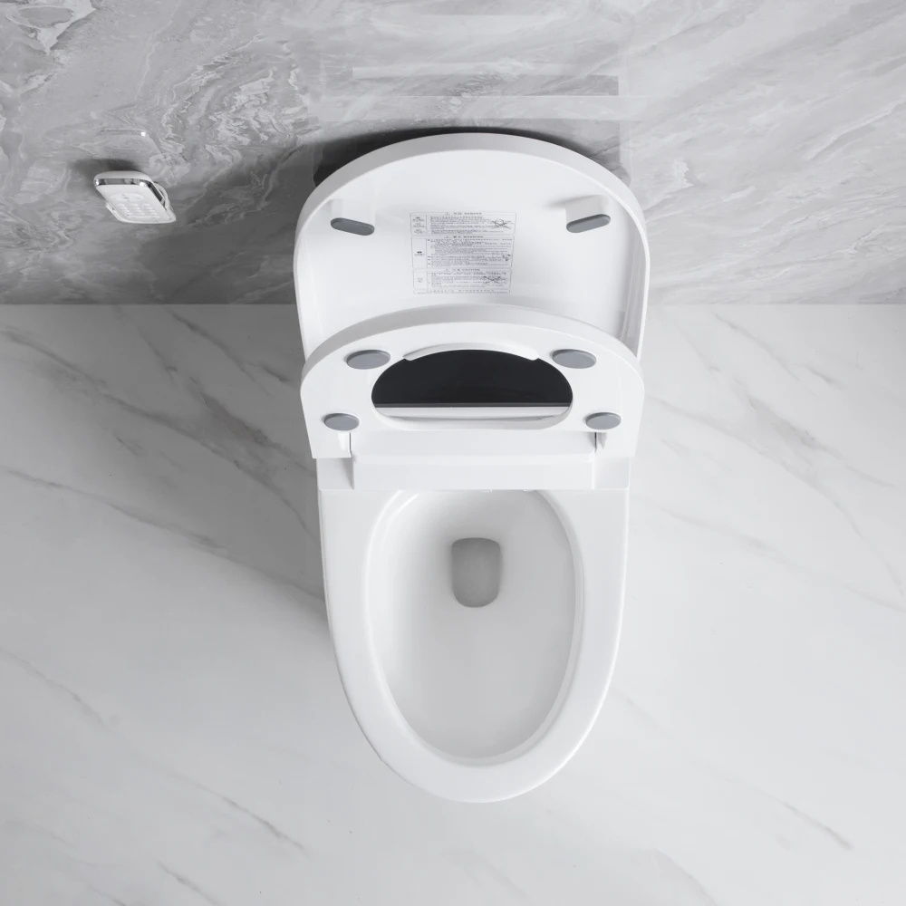 Elongated Smart Toilet with Elongated Heated Bidet Seat, Intelligent Toilet with Bidet Built-in, Feet Sensor,Auto Open/Close 4