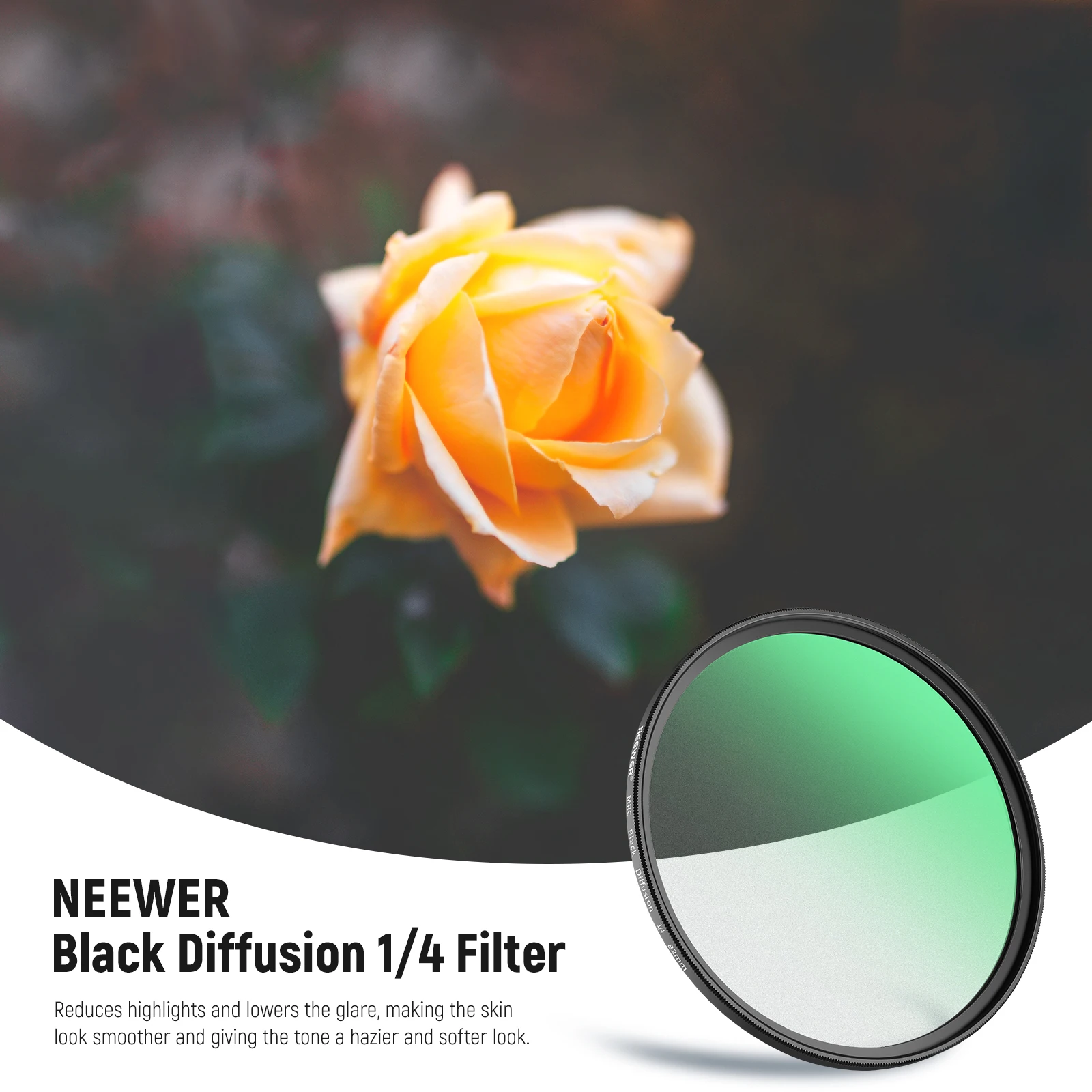 NEEWER 77 Mm Soft White Diffusion 1/4 Filter Effect Cinematic Sleep