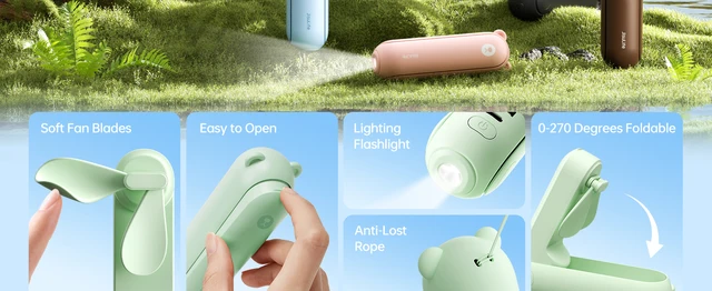 JISULIFE Ventilatore Portatile Ricaricabile - Mini Ventaglio USB, Power Bank, 14-21 Ore Autonomia - Foto 11