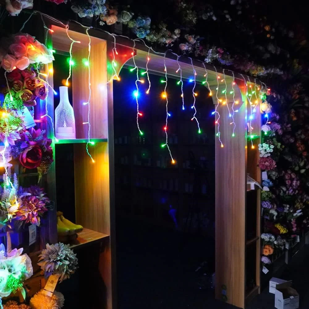 thumbnail image 4 of Guirnalda de luces navideñas para exteriores, guirnalda de luces LED con forma de carámbano de 4 m y 20 m, para decoración de Año Nuevo, 4 of 5