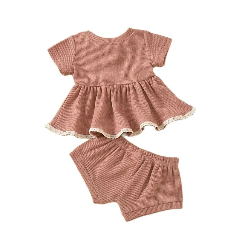 Cotton Linen Baby Girl Summer Shorts Suit