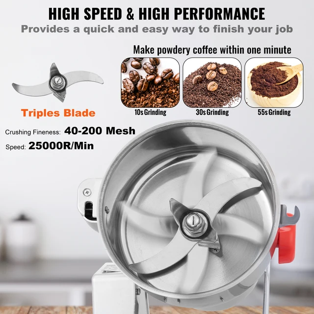 Singweller Electric Grain Mill Grinder Stainless Steel Pulverizer Powder Machine for Dry Herbs Grains Spices Cereals Coffee Corn 4