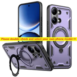 Shockproof Phone Case with 360° Rotating Magnetic Stand and Tough Cover Design for Poco X8 Pro (Purple)