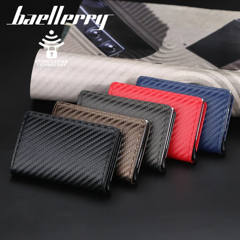 Top Quality Wallets Men Mini Purse Male Vintage PU Carbon Fiber Rfid Card Holder Small Smart Wallet Pocket Minimalist Wallet