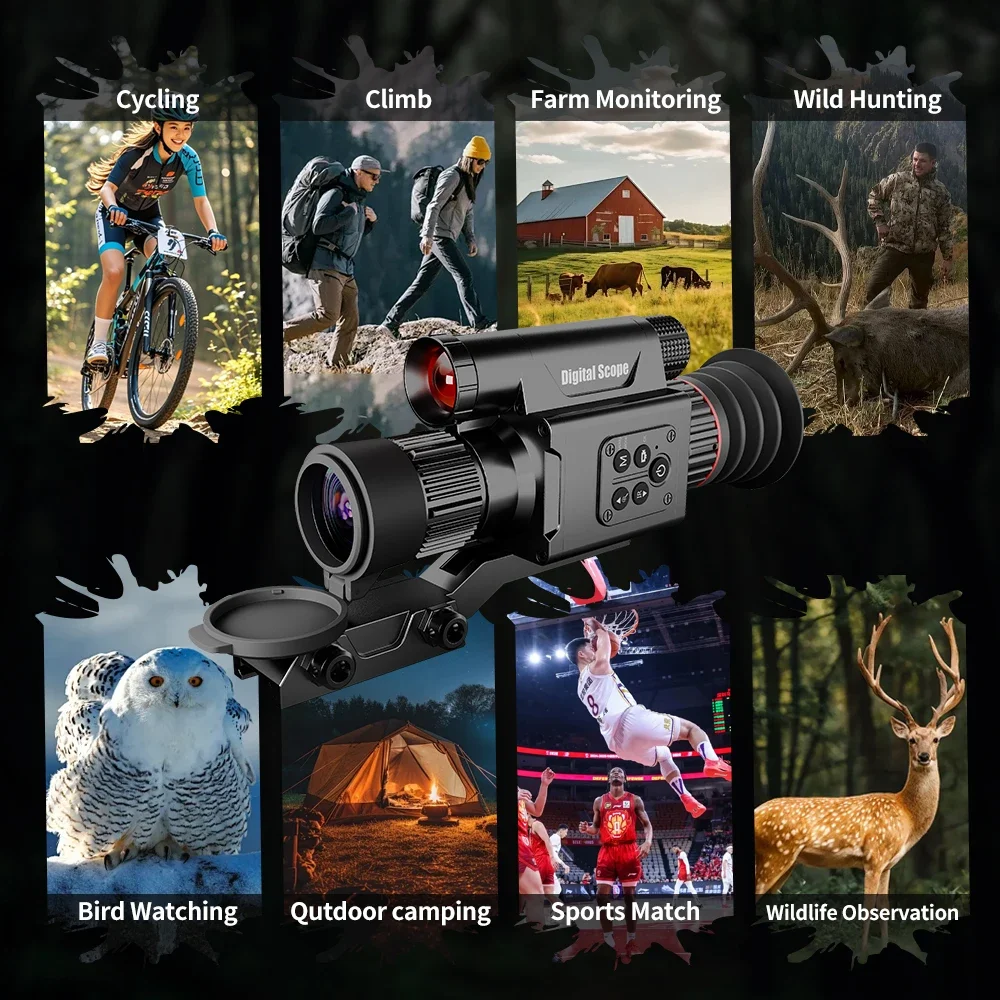 4K Hunting Night Vision Scope with PIP Video Rec Support 4X Digital Night Vision
