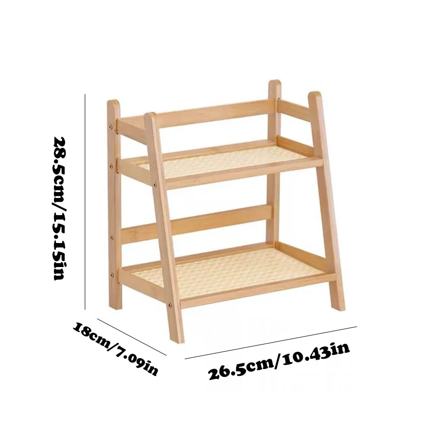 Countertop Organizer 2 Layer Coffee Cup Holder Multipurpose Bamboo Storage Shelf for Hotel Apartment Dressing Table Kitchen Home 6