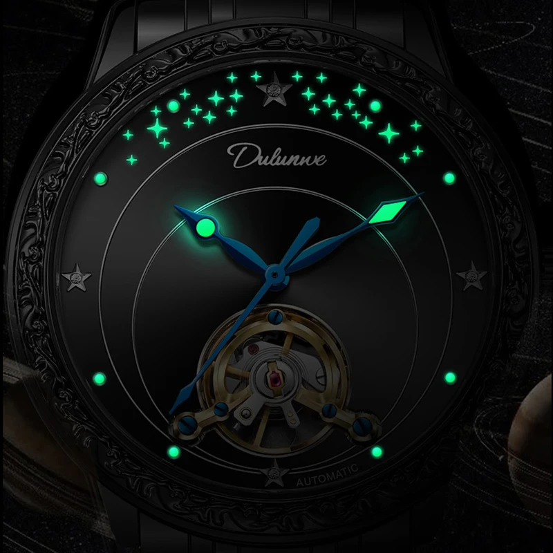 Men Mechanical Wristwatch Fashion Luxury Sport Watch Male Waterproof Automatic Business Stainless Leather Strap Luminous Clock
