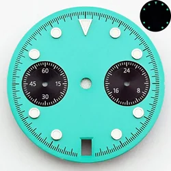 High - Quality Daytona 29mm Watch Dial with C3 Luminous Finish for Quartz Movement Assembly (Light green)
