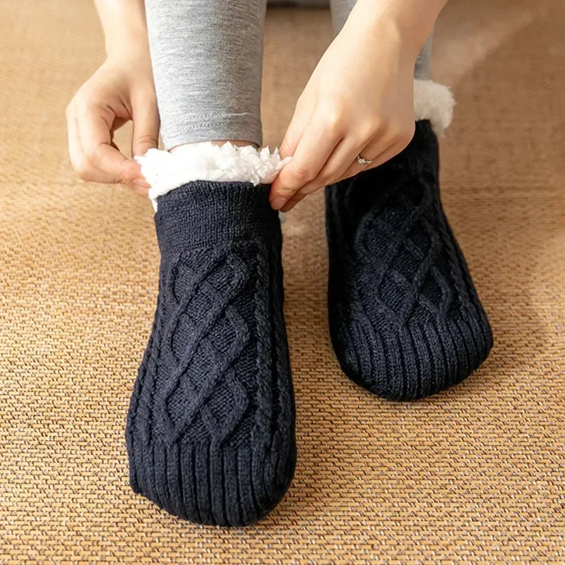 

Уютные мягкие короткие носки, носки, Рождественские теплые Нескользящие домашние зимние тапочки, теплые женские носки для сна в помещении, 1 пара