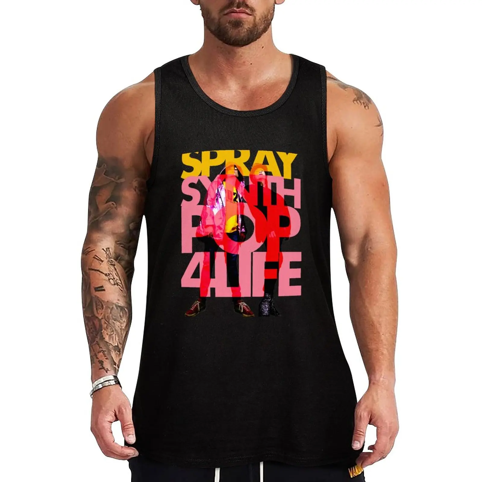 

New SPRAY - Synthpop 4 Life Tank Top Men's summer clothes t-shirts man