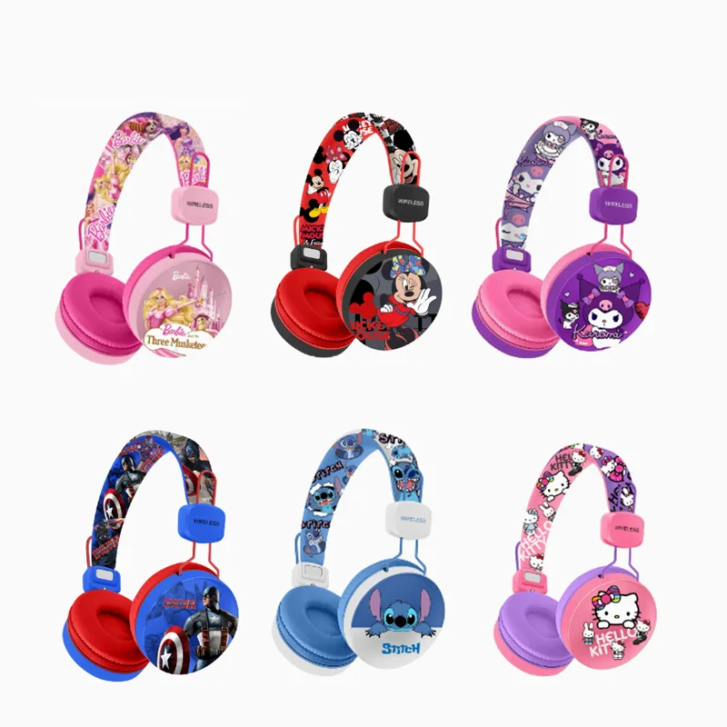 New Disney Spider Man Stitch Wireless Earphones Bluetooth Surround Sound Stereo Foldable Earphones Laptop