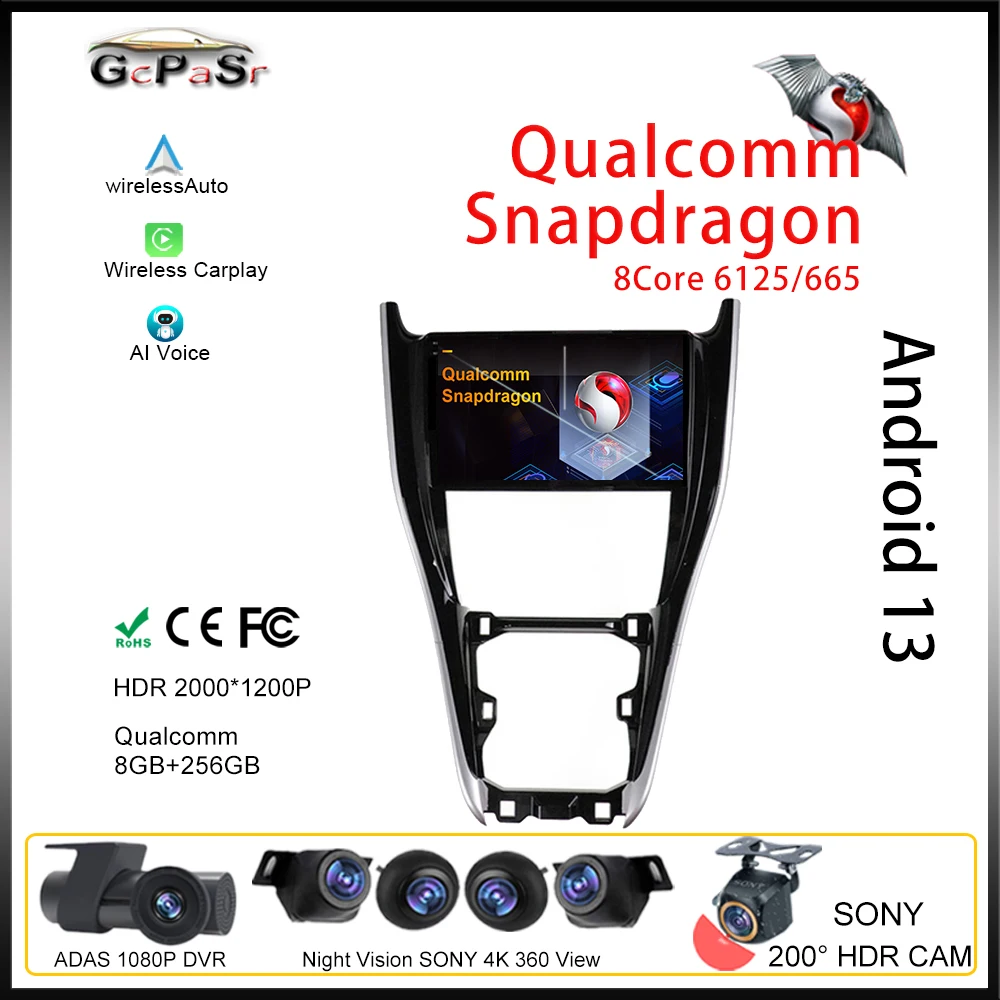 

Автомобильный радиоплеер Qualcomm Android для Toyota Harrier XU60 2013 - 2020 Авто BT мультимедийный видео QLED экран видеорегистратор ЦП HDR