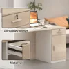 Reception Desk with Counter & Lockable Srotage Drawers, for Salon Reception Room Checkout Office, Natrual Reception Desk 4