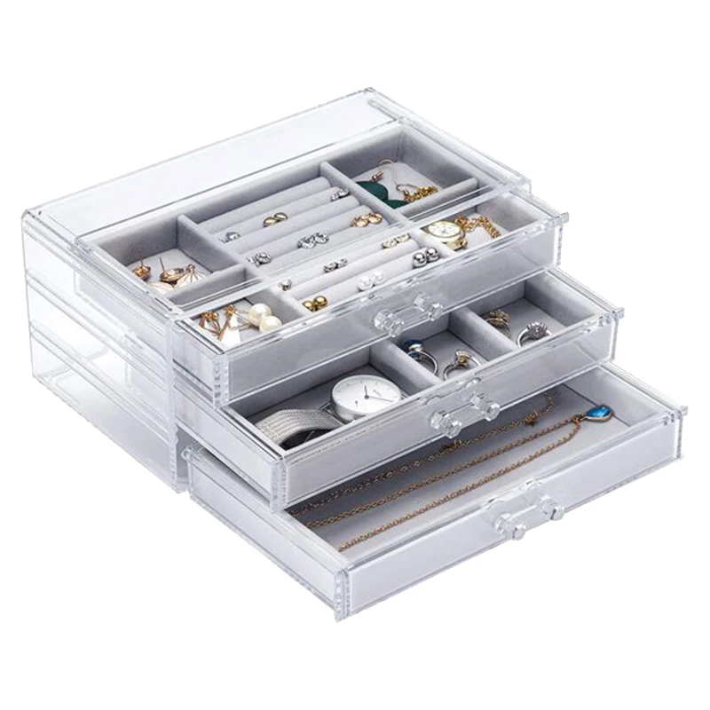 

Пылезащитная шкатулка для хранения ювелирных изделий, шкатулка для демонстрации женских подвесок, часов, подставка, шкатулка для домашних серег, ожерелий, шкатулка для ювелирных изделий