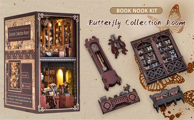 Kit Book Nook Magico - Casa Miniatura 3D Con LED, Da Montare, Decorazione Libreria - Foto 9