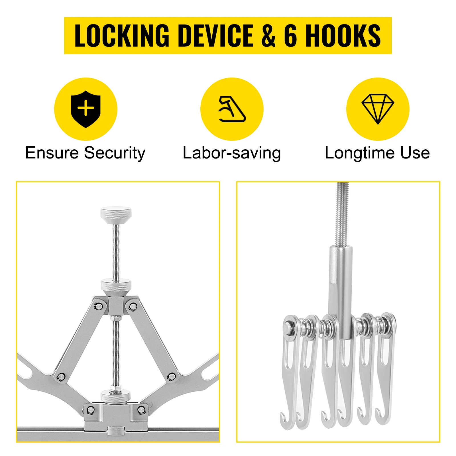 VEVOR 750 mm Dent Pull Lever Bar Kit Aluminum Steel Dent Pulling 6 Claw Hook