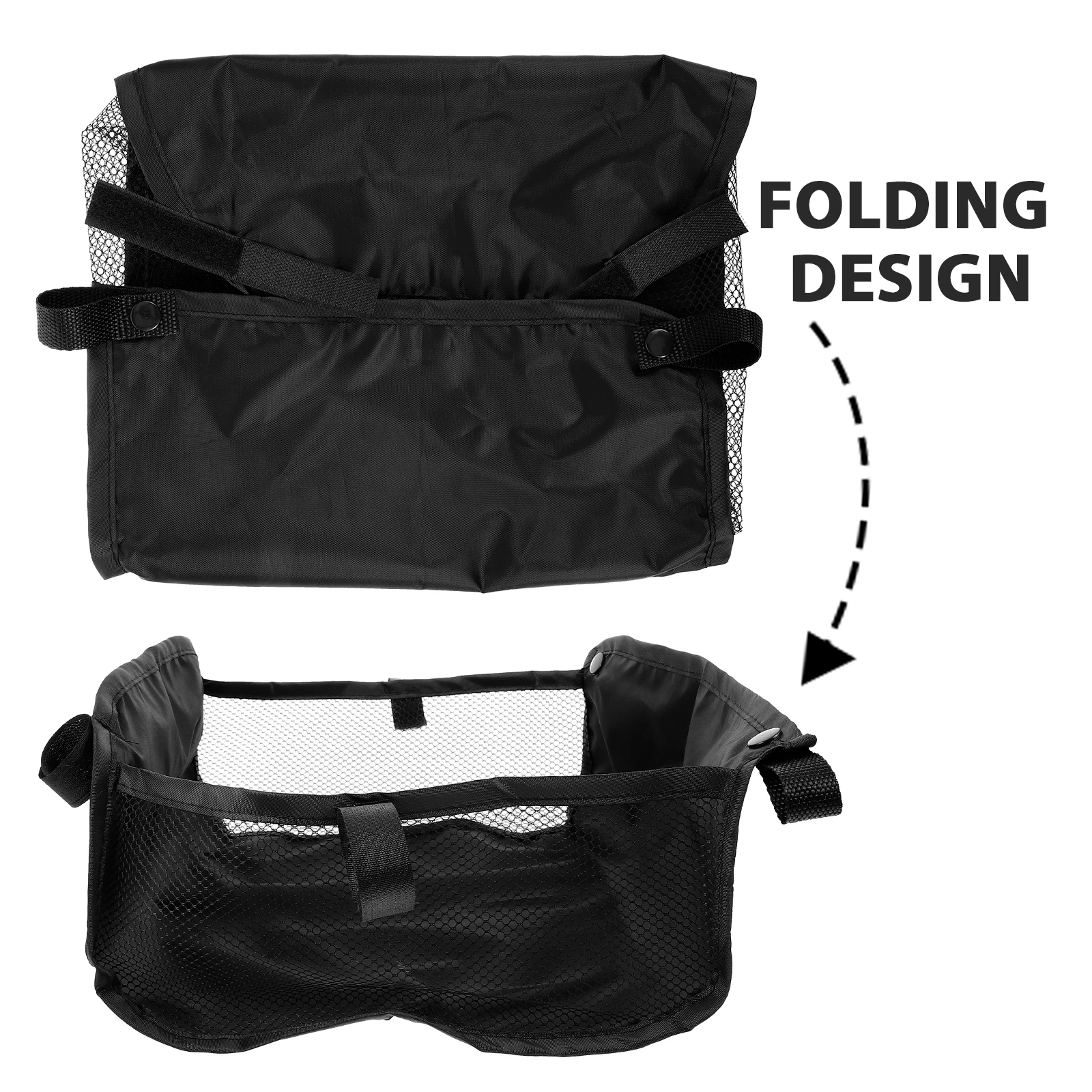 Kinderwagen Organizer Tasche - Untergestell Korb 30x25x10cm - Mesh Netz Aufbewahrung - Schwarz Oxford