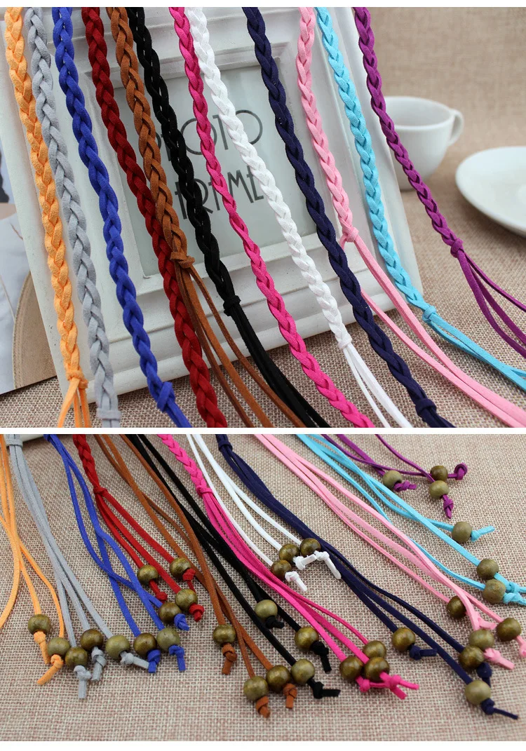 Women Waist Belt Rope Chinese Style Braided Woven Tassel Thin Belt Female Knot Decorated Waistband Hot Casual Solid Black Belts
