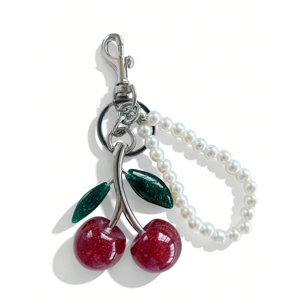 Red Cherry Pendant Keychain - Summer Fruit-Inspired Jewelry Accessory