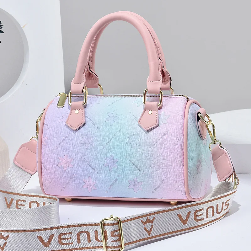 

2023 New Women's Bag PU Leather Classic Handbag Trend Personalized Gradient Printing Handbag Multifunctional Shopping Bag